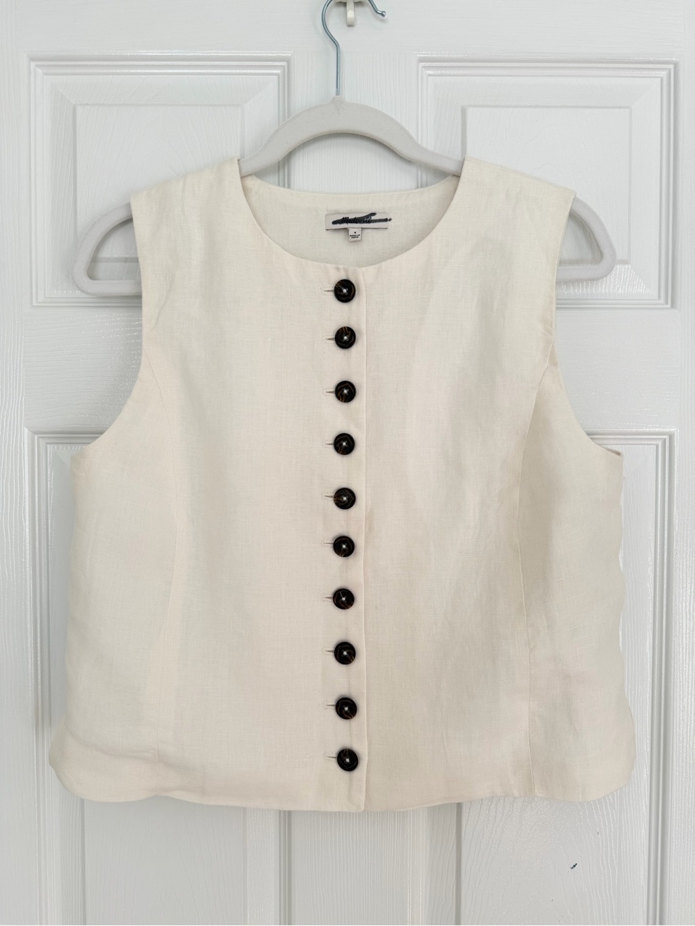 Madewell Button-Front 100% Linen Shell Top Ivory Size 4 NWT - Picture 5 of 11